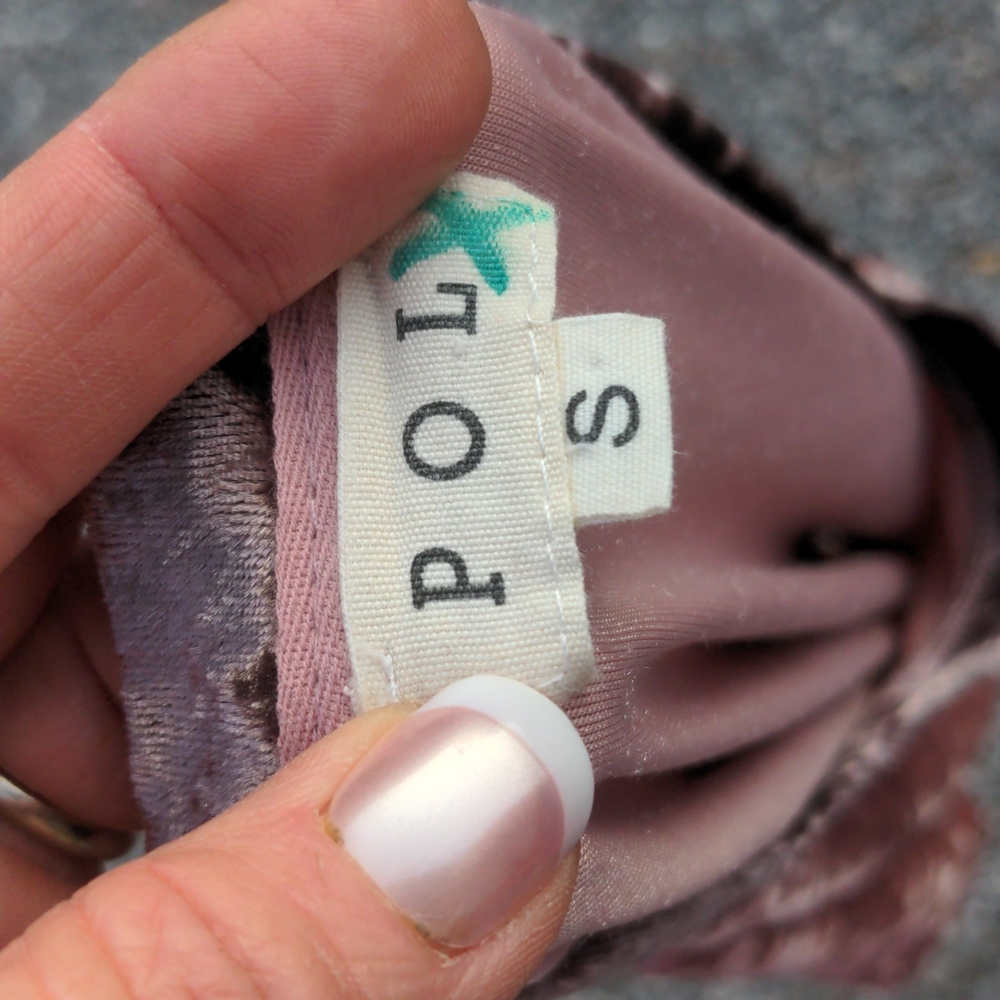 POL Pink Rose & Brown Crushed Velvet Crew Neck Short Sleeve Jersey-Style Top - Picture 12 of 13